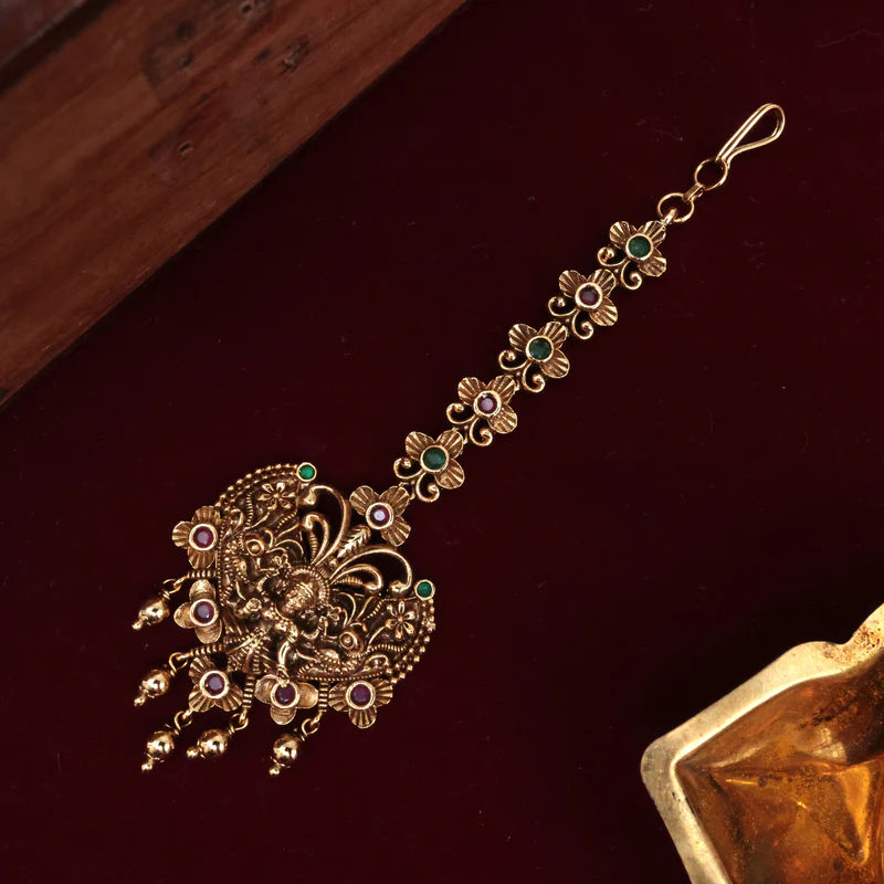 Designer Butterfly Lakshmi Kemp Bridal Maang Tikka